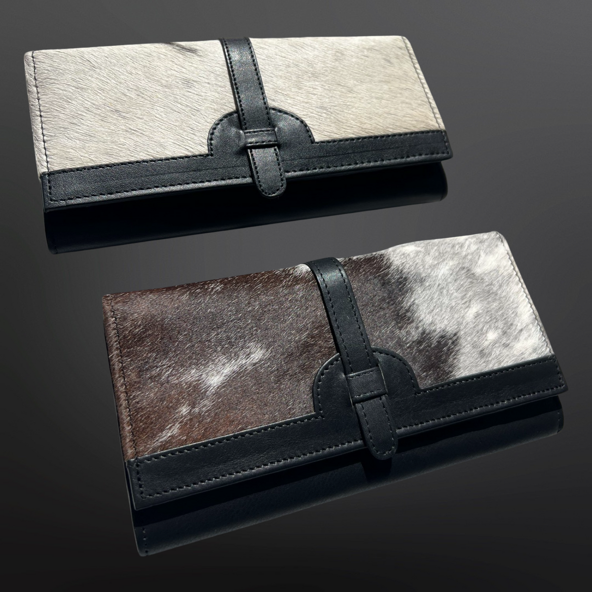 Western Cowhide Leather Trifold Wallet
