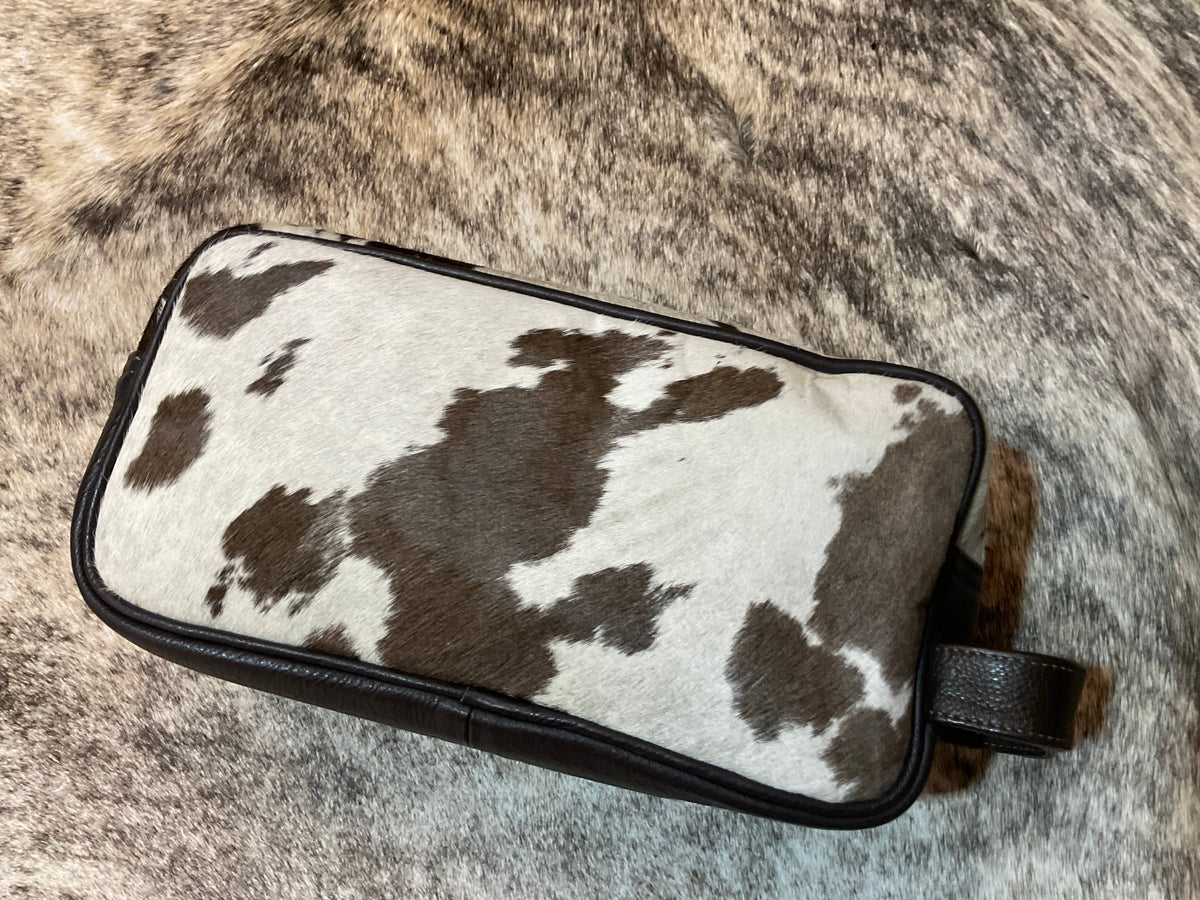 Leather Cowhide Toiletry Case Bag