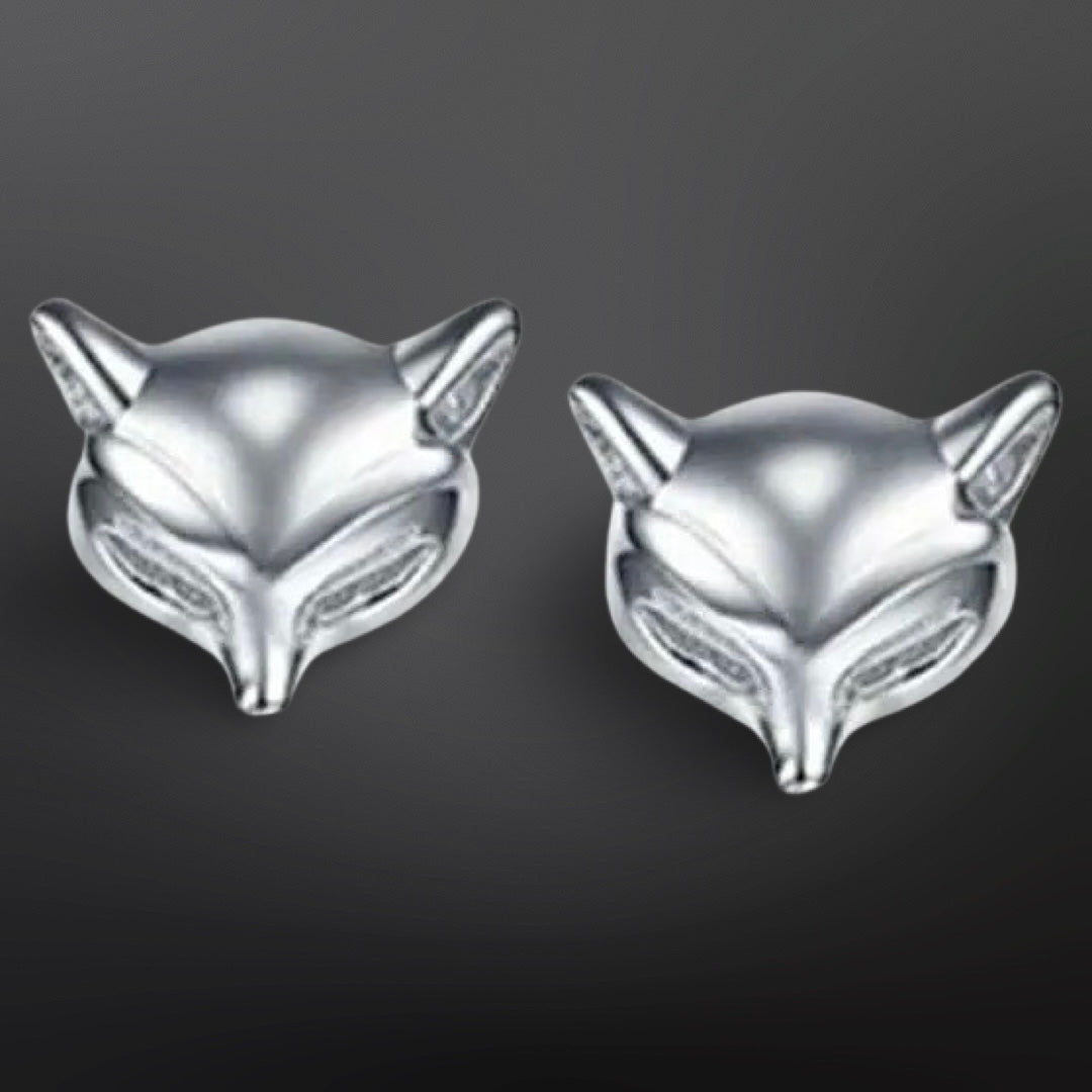 Equestrian Fox Mask Sterling Silver Stud Earrings