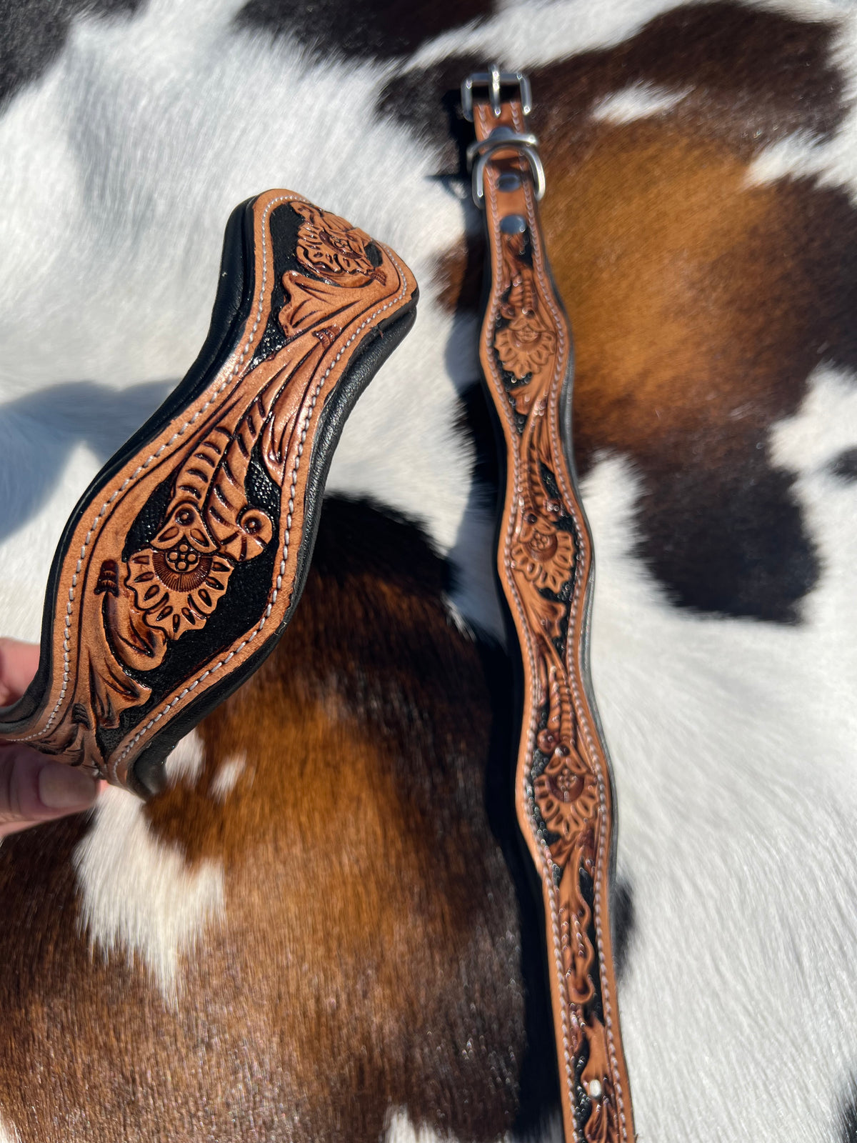 Scalloped Tooled Leather Western Dog Collar