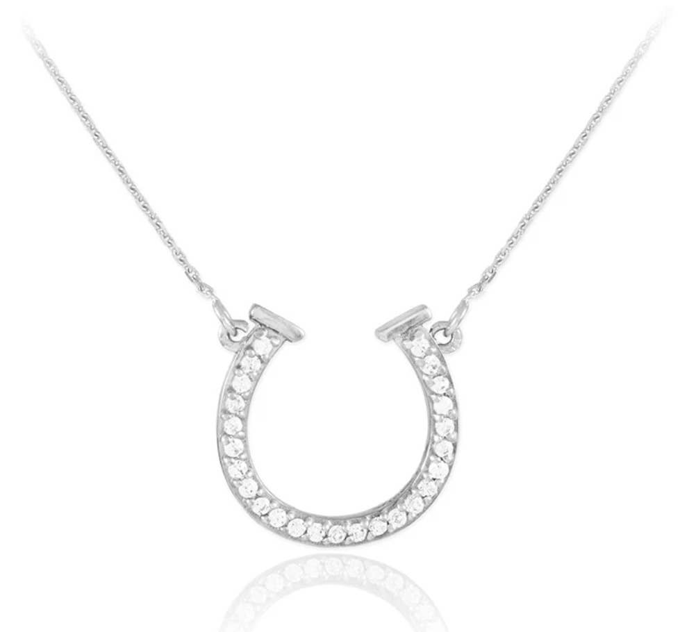 Sterling Silver Horseshoe Equestrian Necklace