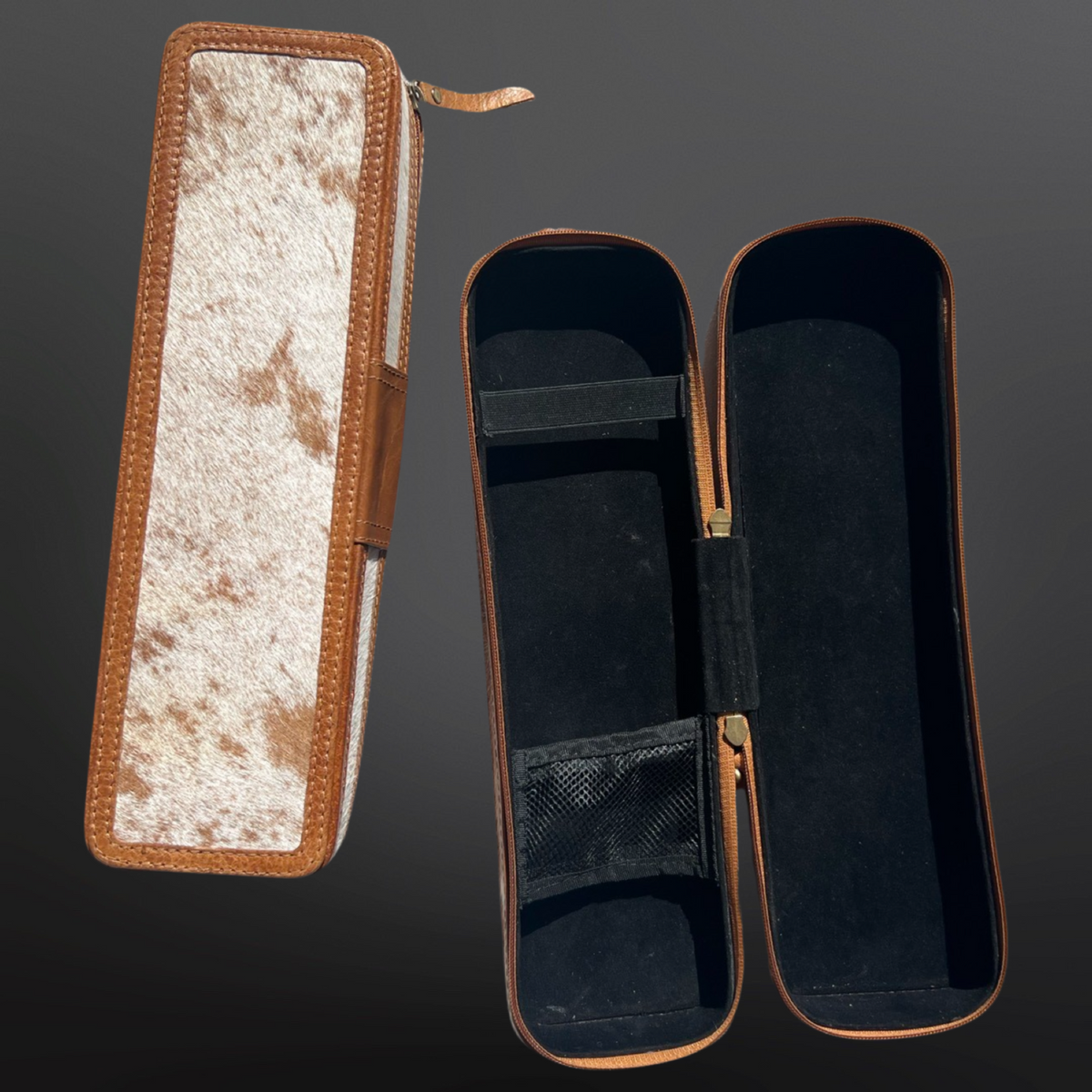 Cowhide Leather Curling Iron Jewelry Case