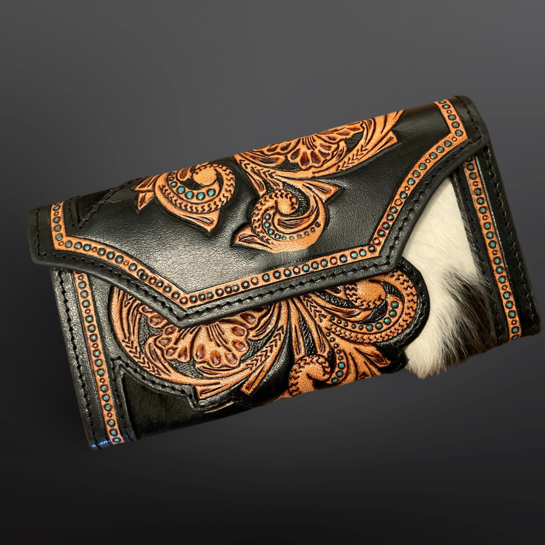 Tooled Leather Cowhide Wallet