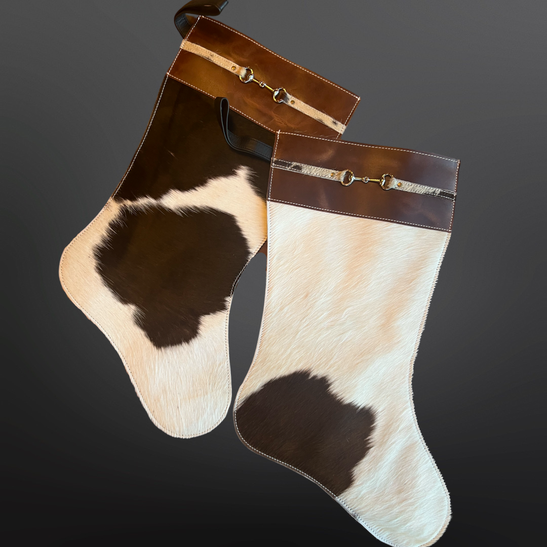 EQUESTRIAN CHRISTMAS Snaffle Bit Cowhide Christmas Stocking XL