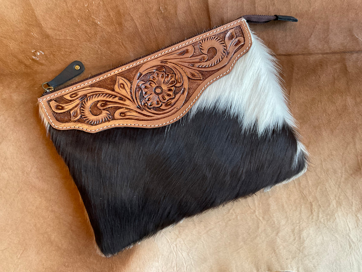 Hand Tooled Cowhide Leather Crossbody Bag