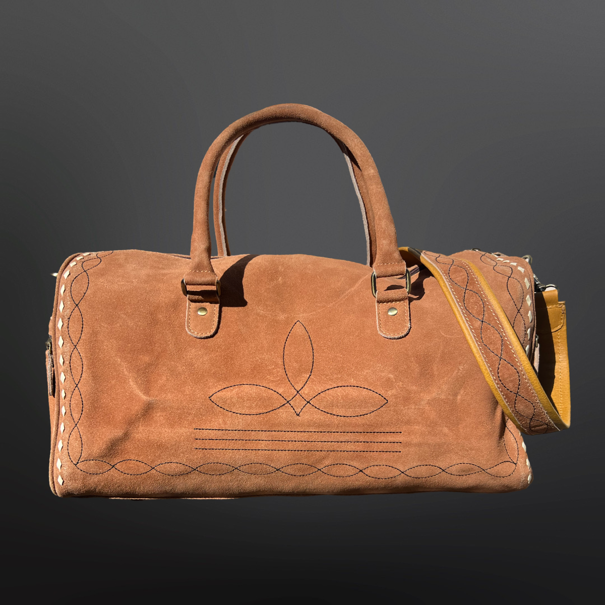 Buckskin Suede Boot Stitch Leather Duffel Bag