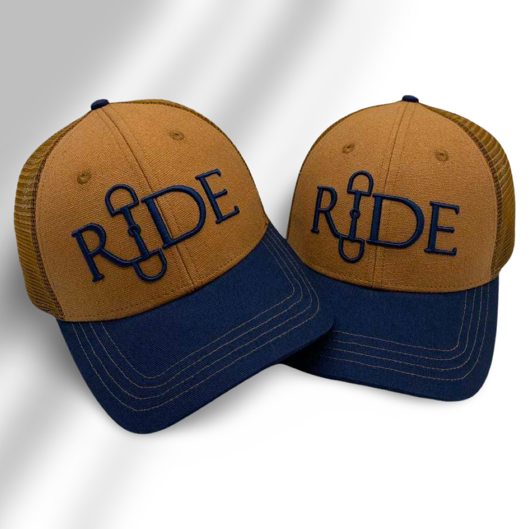 Equestrian RIDE Snaffle Bit Baseball Cap - Navy Brown