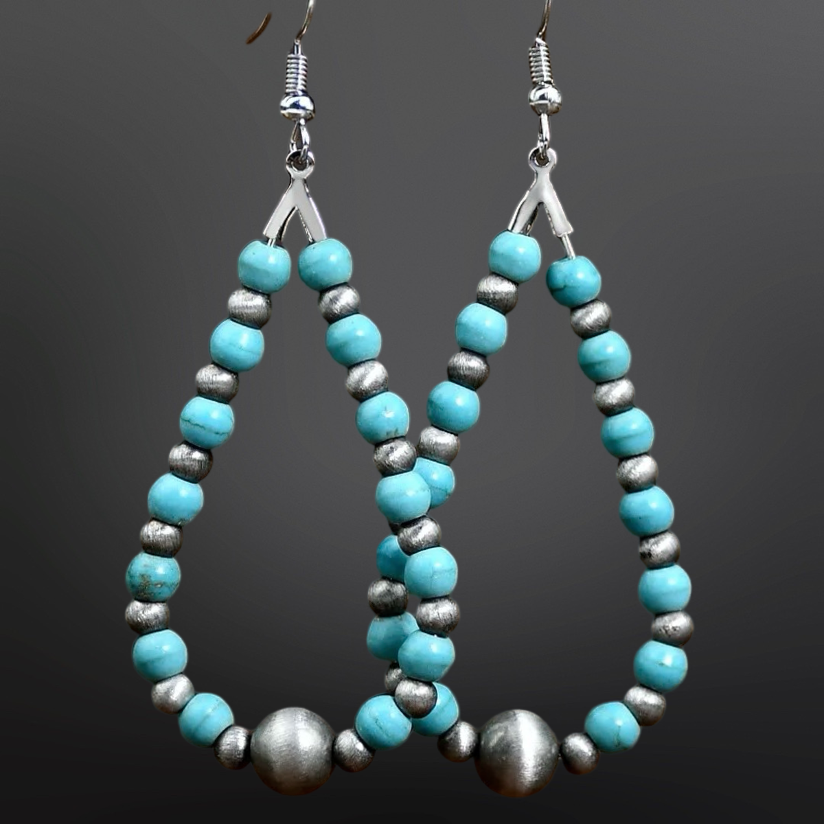 Faux Turquoise and Navajo Pearls Earrings