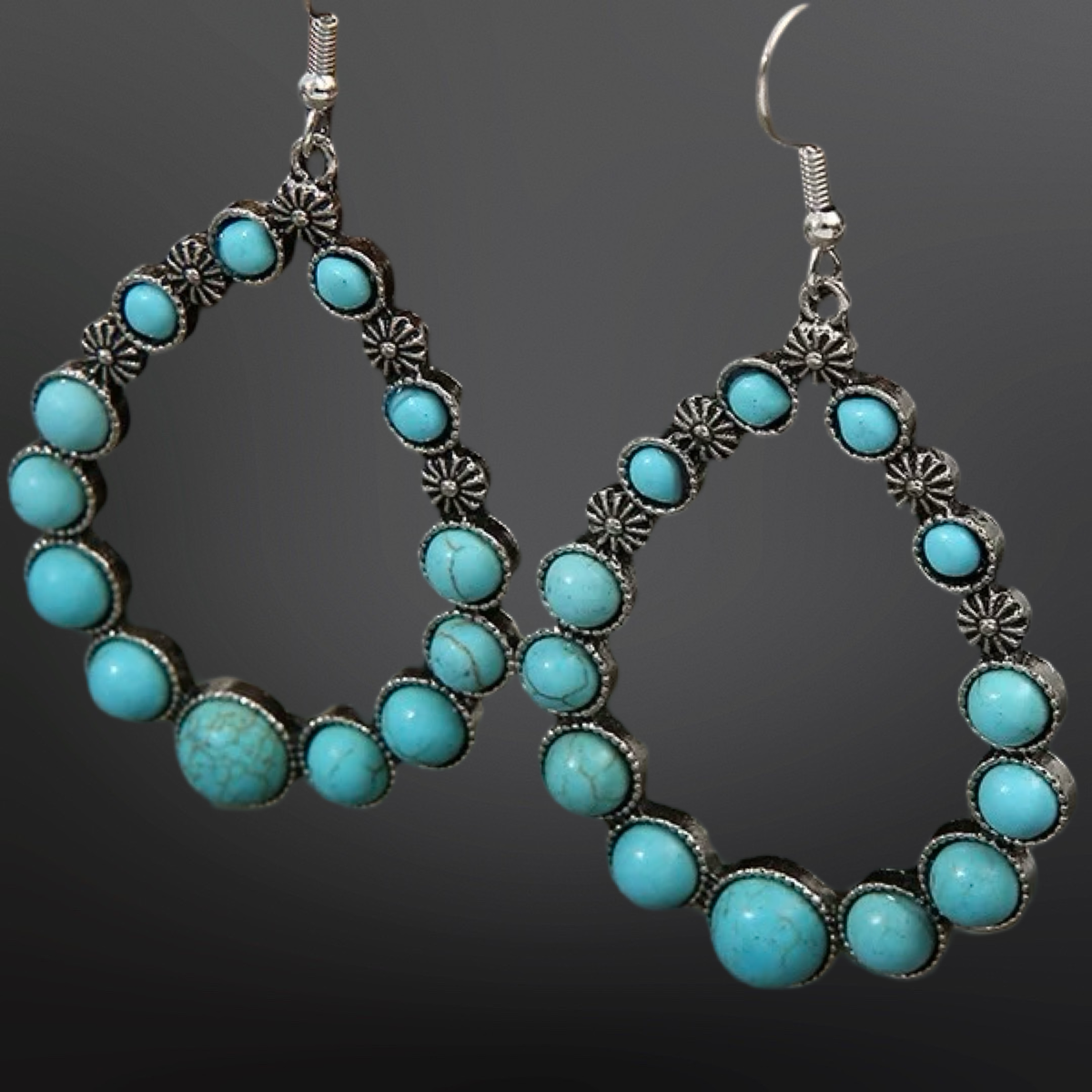 Faux Turquoise Hoop Earrings