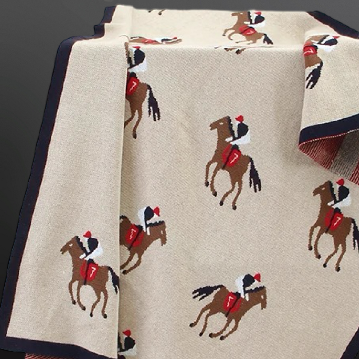 Equestrian Horse Racing Jockey Cotton Baby Blanket 