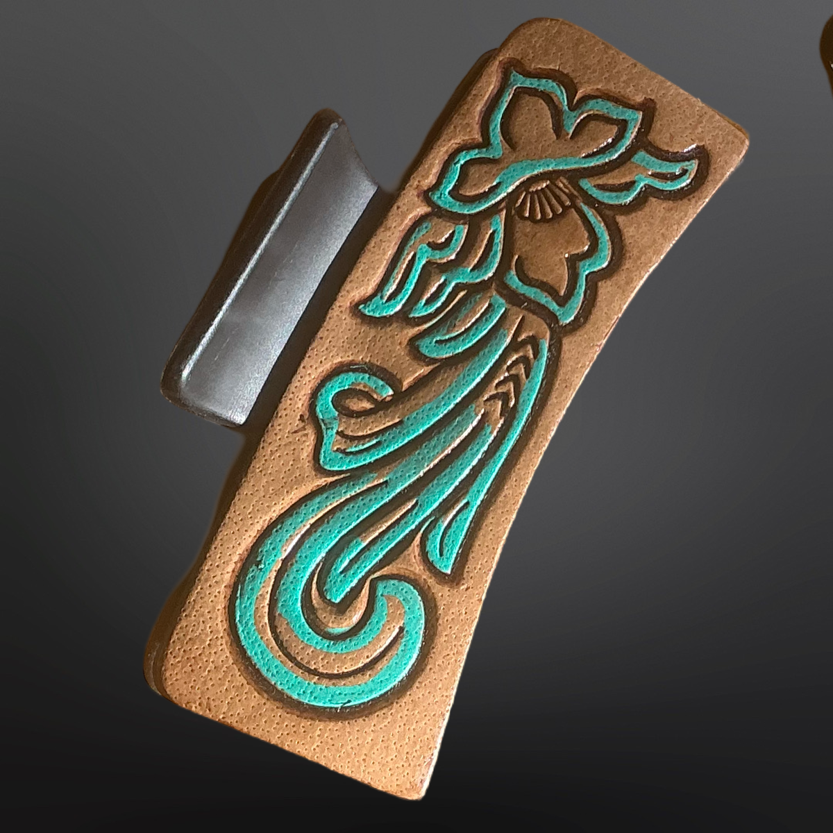 Leather Turquoise Western Claw Hair Clip