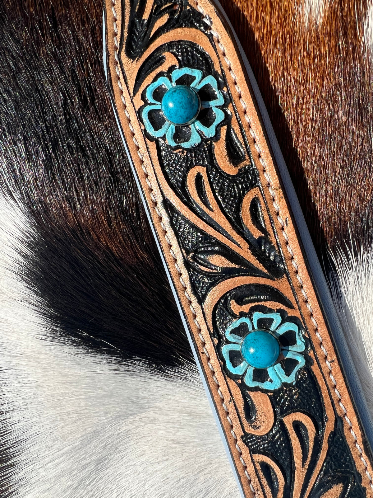 Turquoise Trail II Tooled Leather Dog Collar