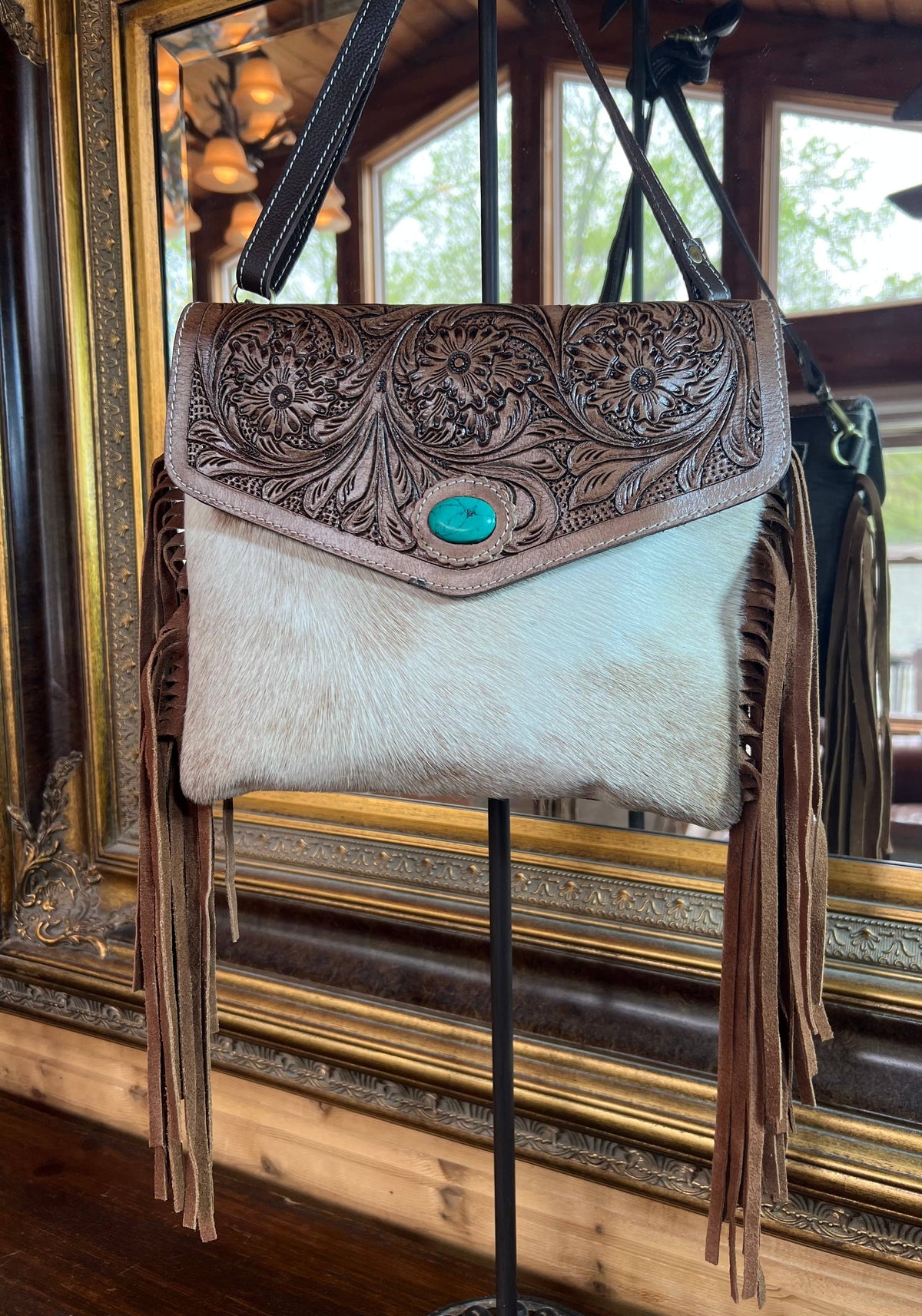 Turquoise Inlay Tooled Leather Western Envelope Purse