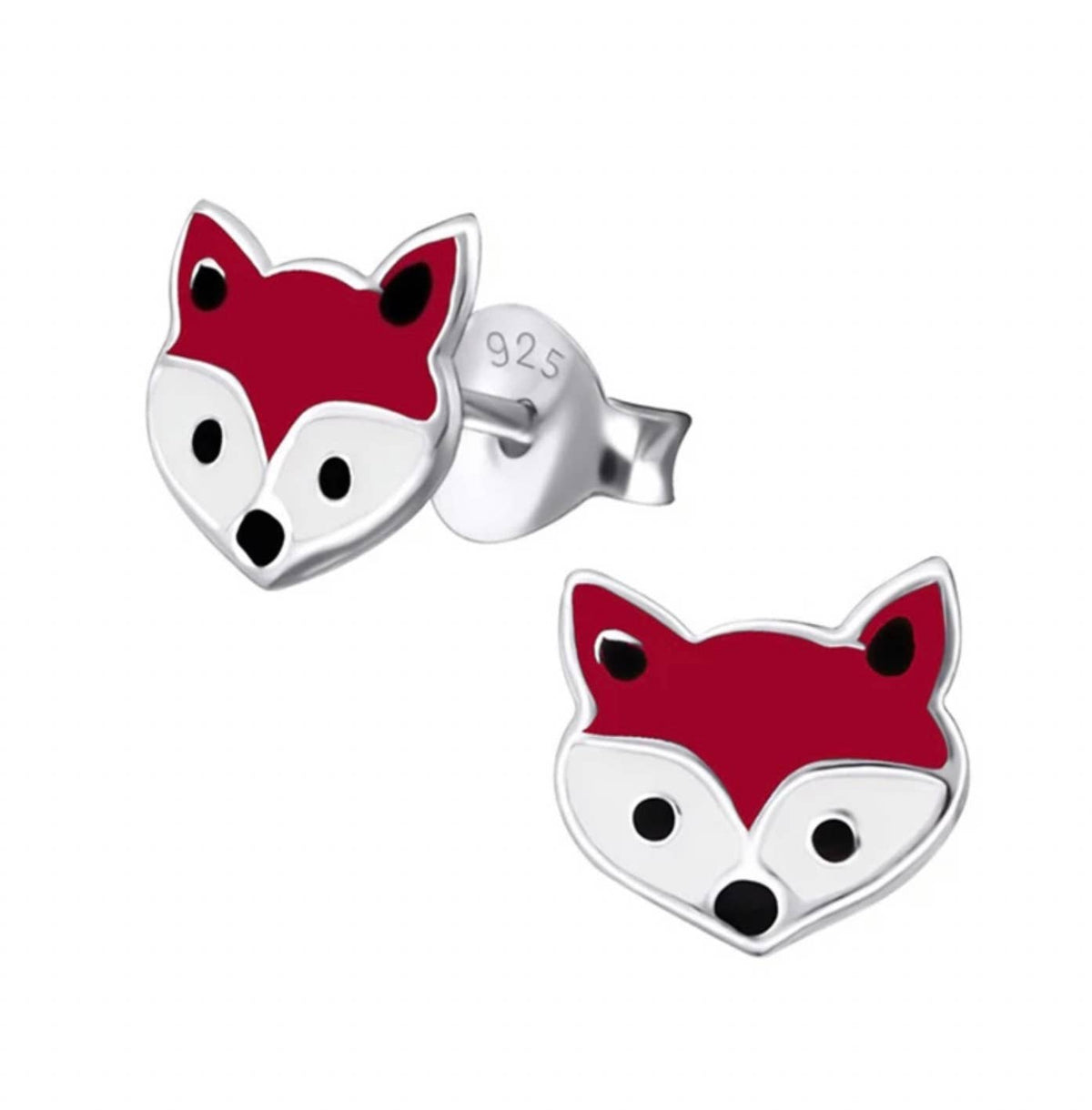 Sterling Silver Fox Mask Fox Hunting Stud Earrings